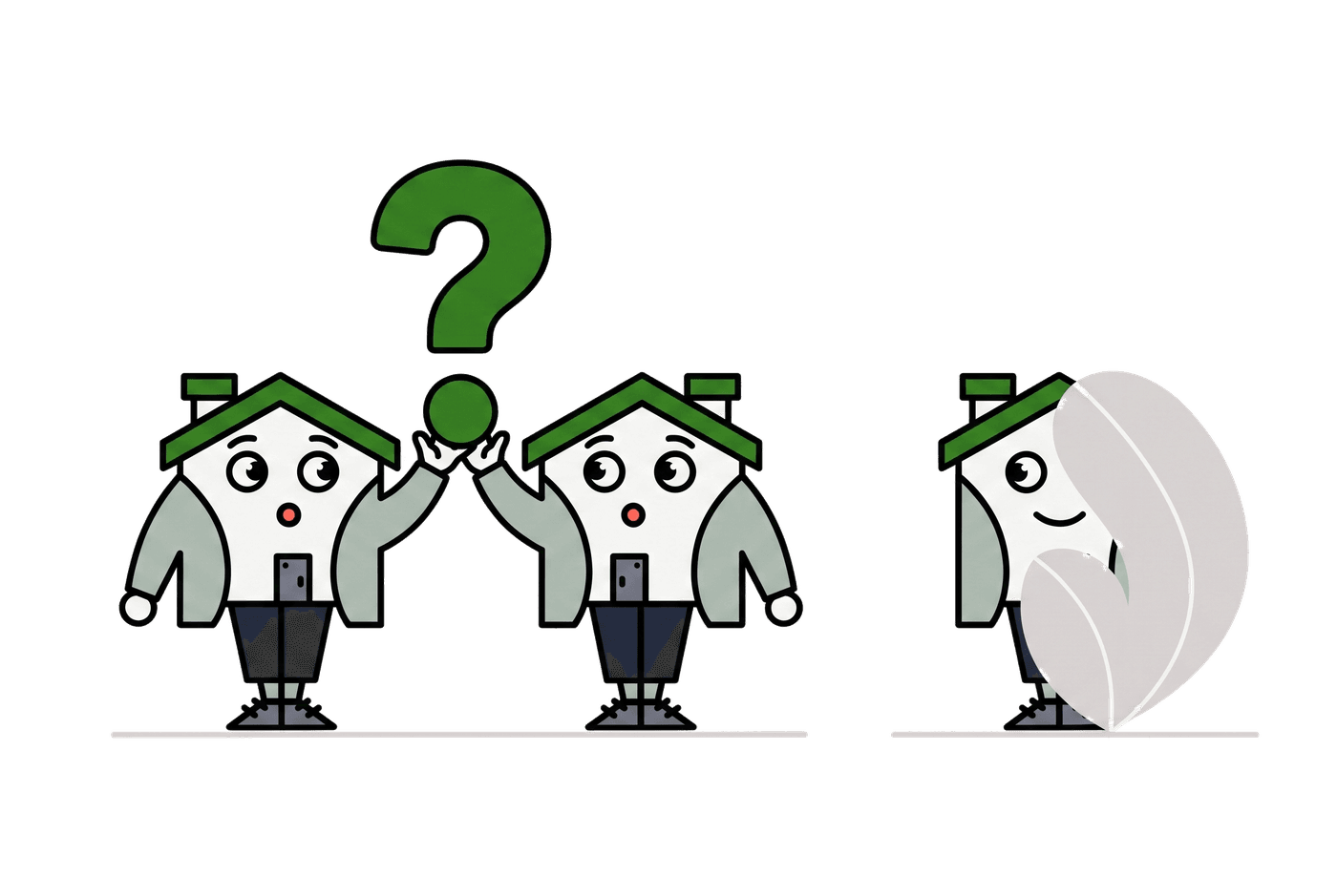 Letify house mascots holding up a question mark