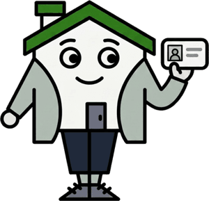 Letify mascot holding an ID card