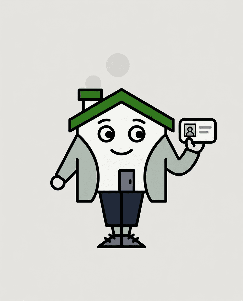 Letify mascot holding an ID card